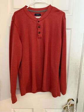 St. John's Bay Waffle-Knit Henley in Rust Orange